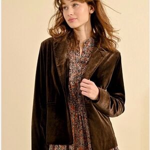 Vintage 70s Union Made Choc Brown Cotton Velvet Blazer Tailored Dark Academia